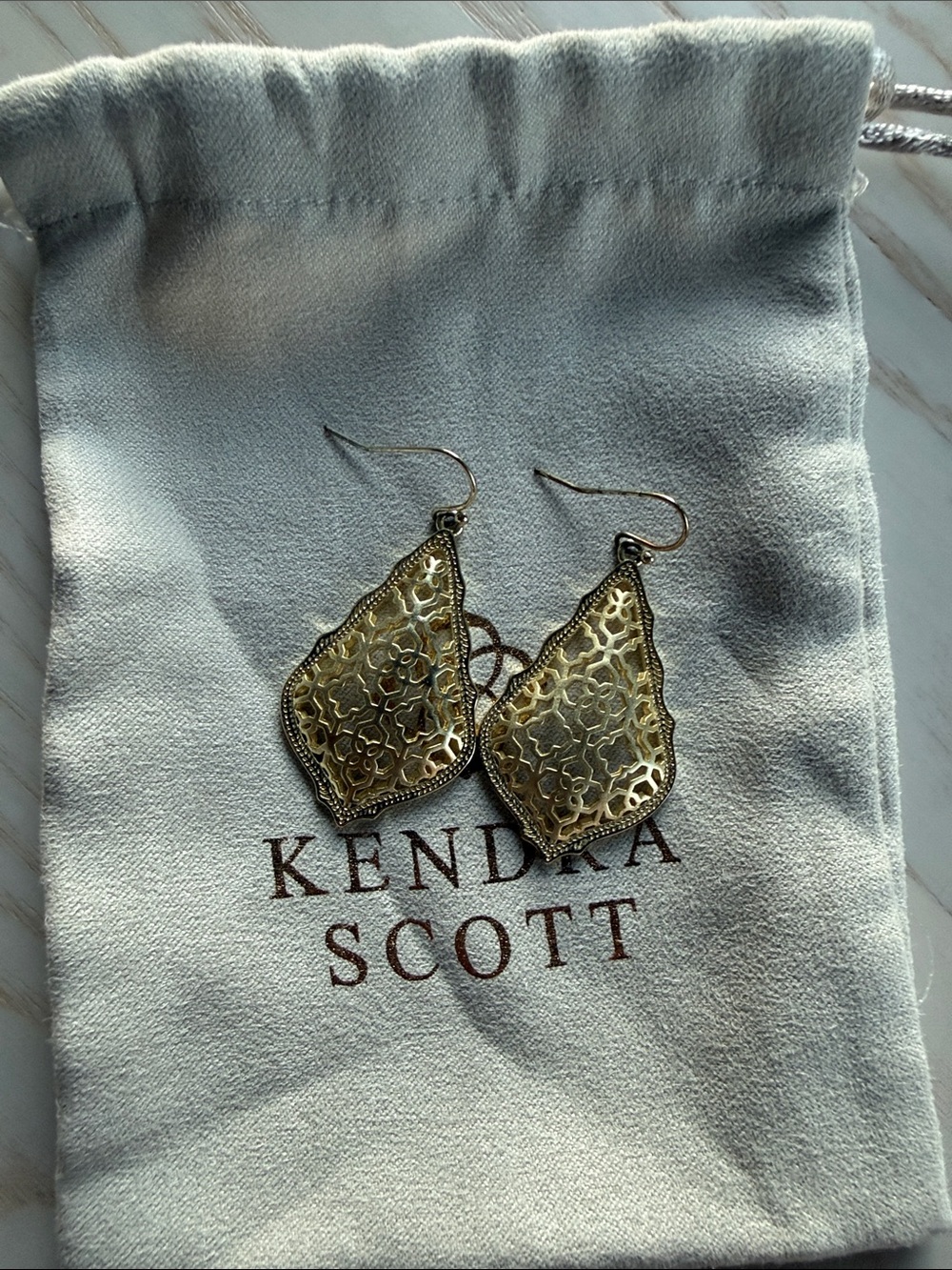 Kendra Scott Gold Filigree Teardrop Earrings